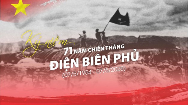 Treo cờ và khẩu hiệu tuyên truyền kỷ niệm 71 năm Ngày Chiến thắng Điện Biên phủ (07/5/1954 - 07/5/2025)